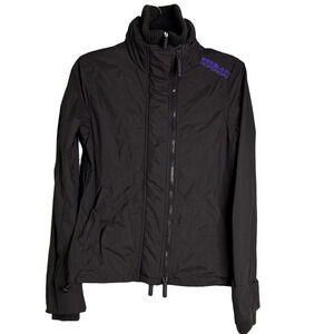 Superdry Japan Women's Black Jacket with Purple Accents